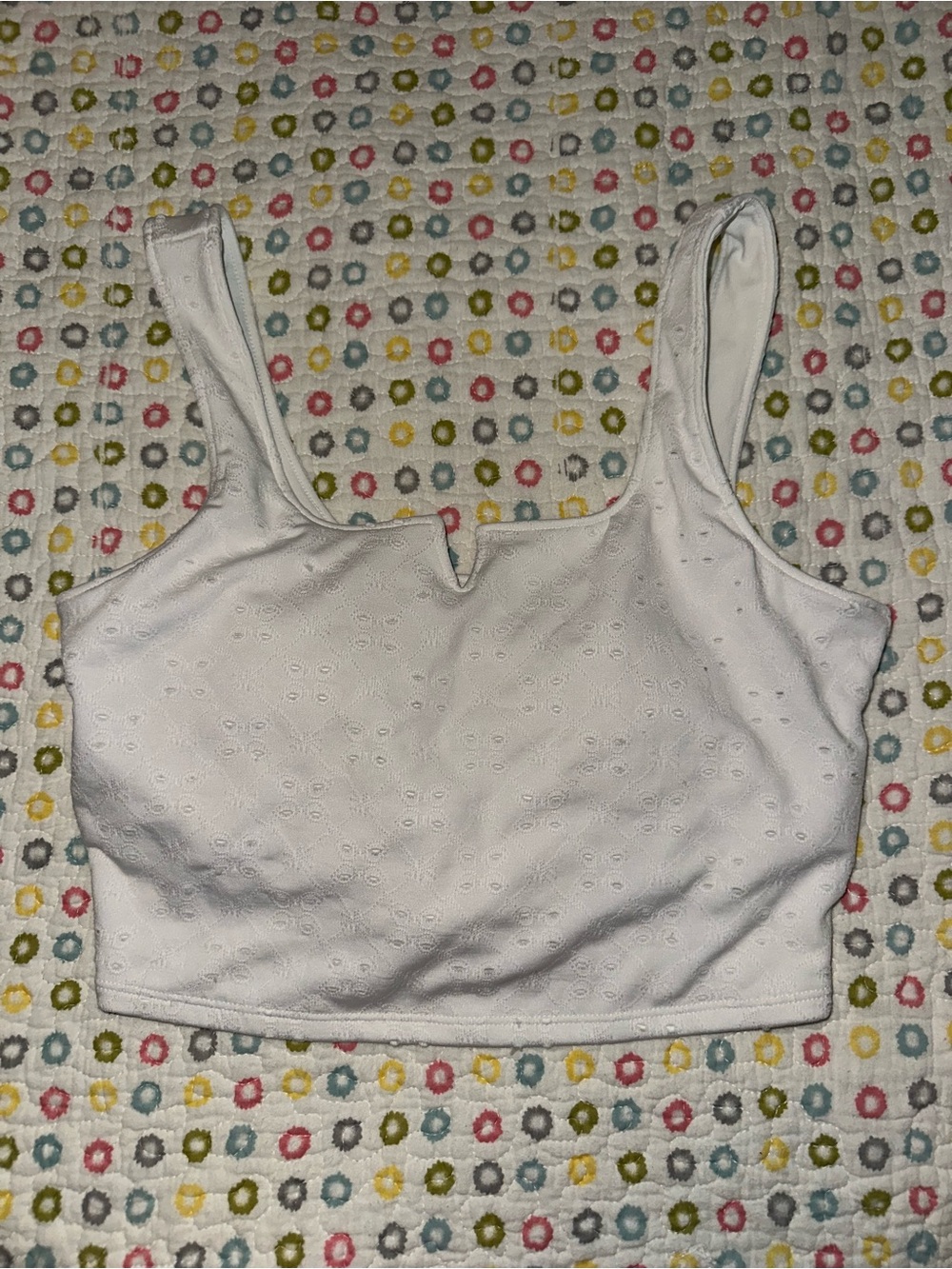 White Eyelet Crop Tank Top